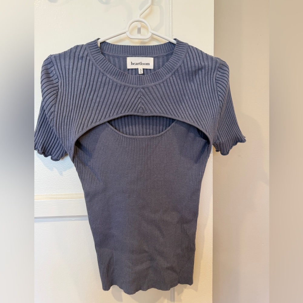 Heartloom Women's Blue Layered Ribbed Top